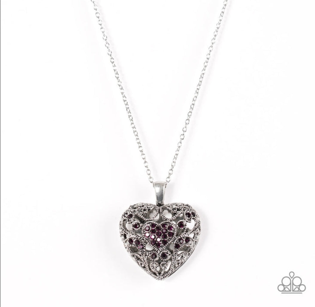 Heartless Heiress Purple Necklace & Earring Set