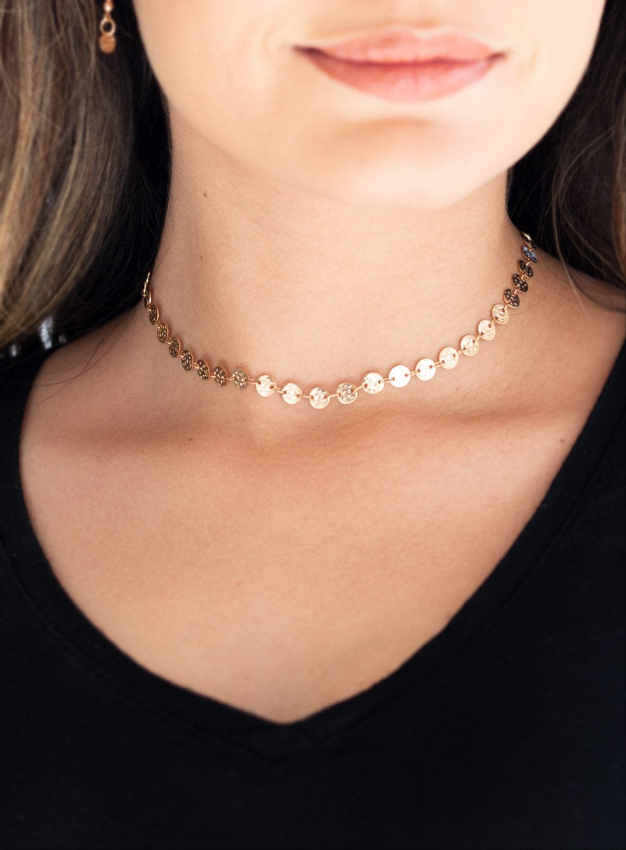 Summer Spotlight Gold Choker Necklace and Earrings