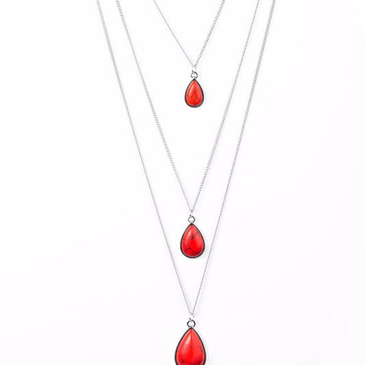 "Mountain Tears" Red Necklace & Earring Set