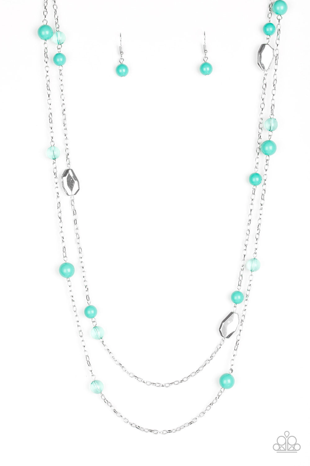 "Hitting A GLOW Point" Green Necklace & Earring Set