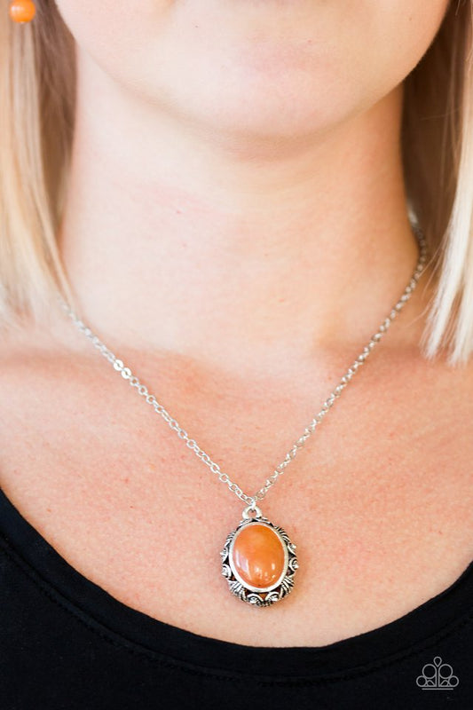 "Stone Simplicity" Orange Necklace & Earring Set