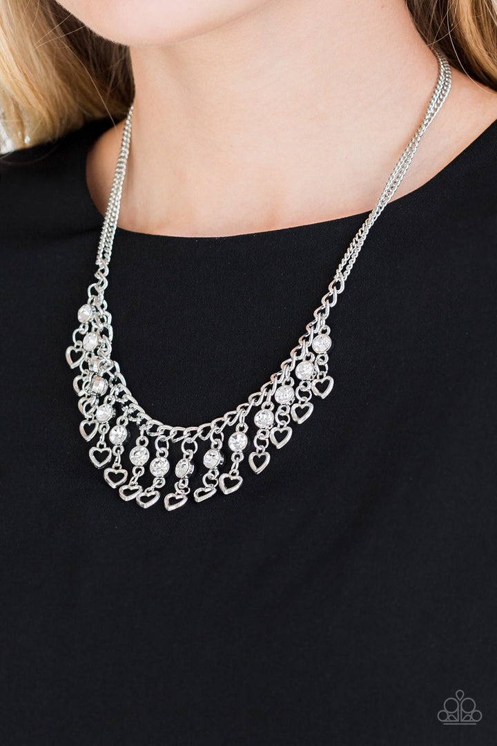 Valentines Day Drama White Necklace & Earring Set