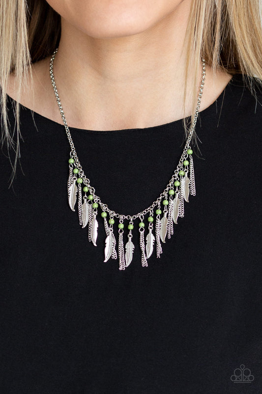 VINTAGE VAULT "Feathered Ferocity" Green Necklace & Earring Set