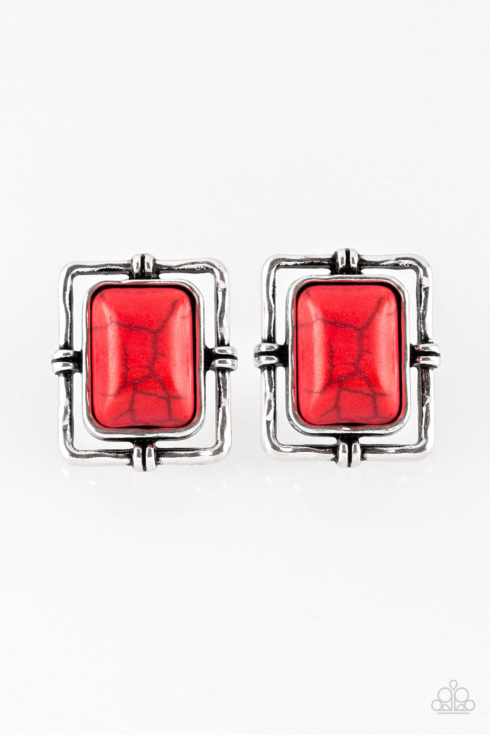 "Center STAGECOACH" Red Post Earrings