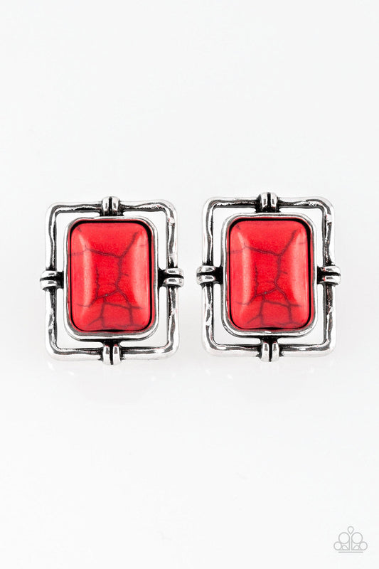 "Center STAGECOACH" Red Post Earrings