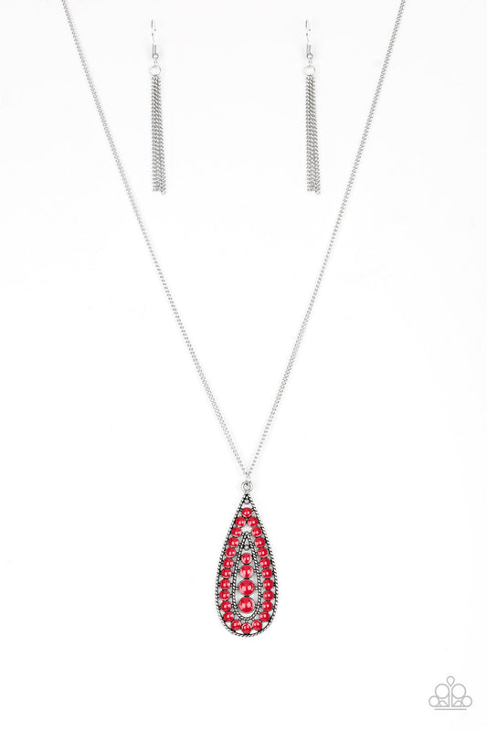 "Tiki Tease" Red Necklace & Earring Set
