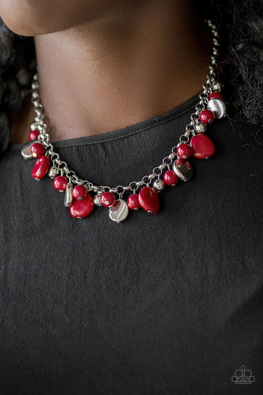 "Flirtatiously Florida" Red Necklace & Earring Set