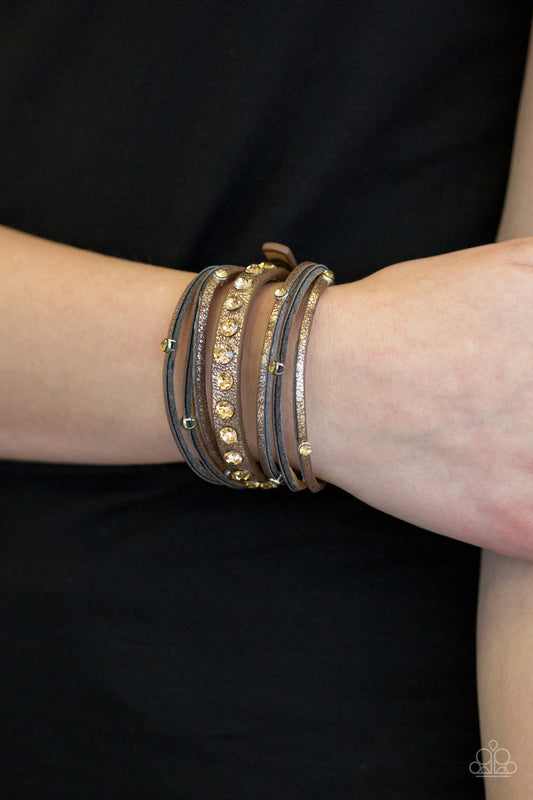"CATWALK It Off" Brown Wrap Bracelet