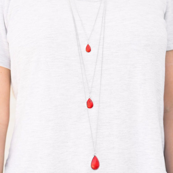 "Mountain Tears" Red Necklace & Earring Set