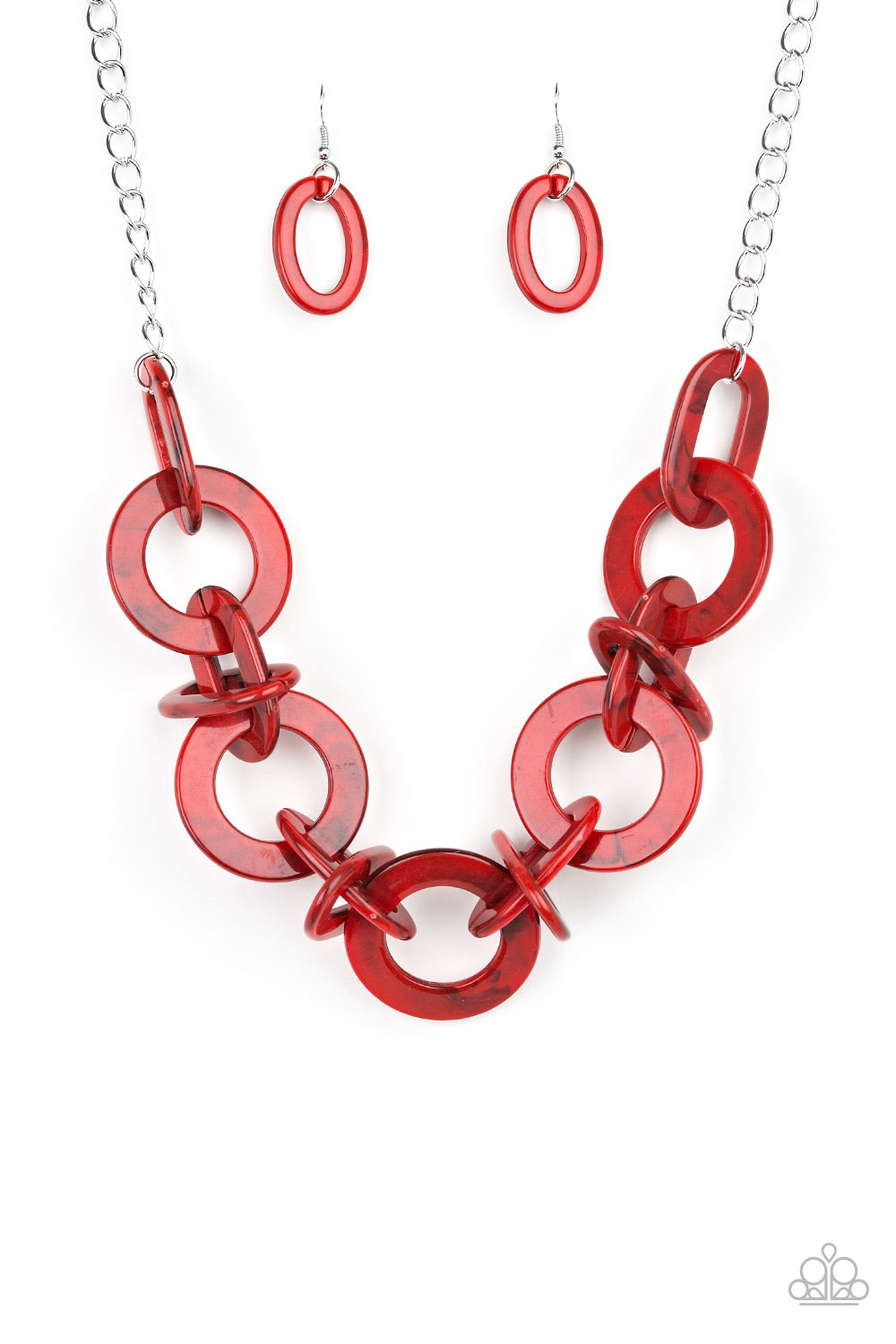 "Chromatic Charm" Red Necklace & Earring Set