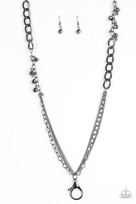 "Industrial Idol" Black Lanyard Necklace & Earring Set