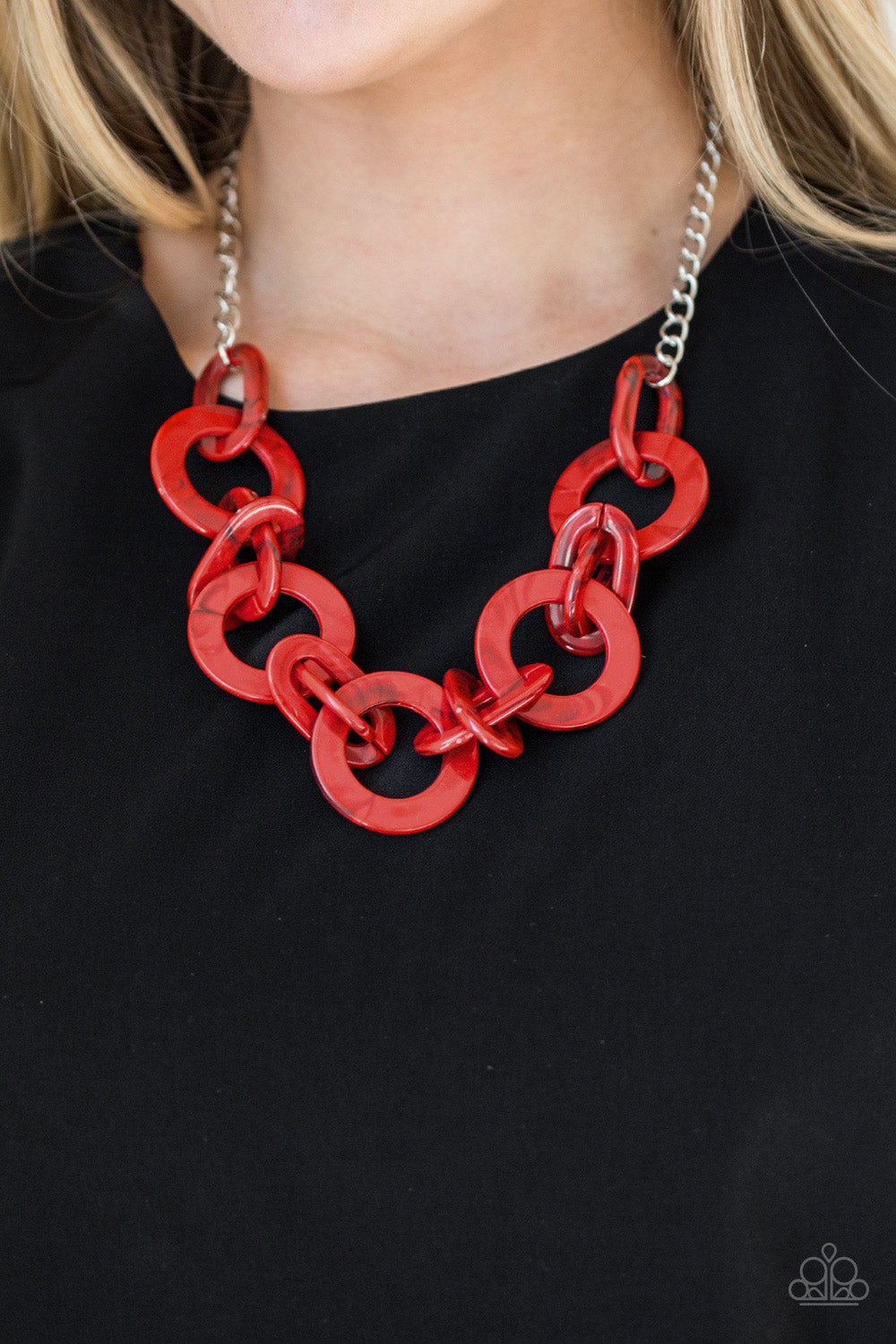 "Chromatic Charm" Red Necklace & Earring Set