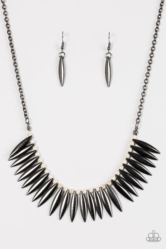 "Tameless Tigress" White Necklace & Earring Set