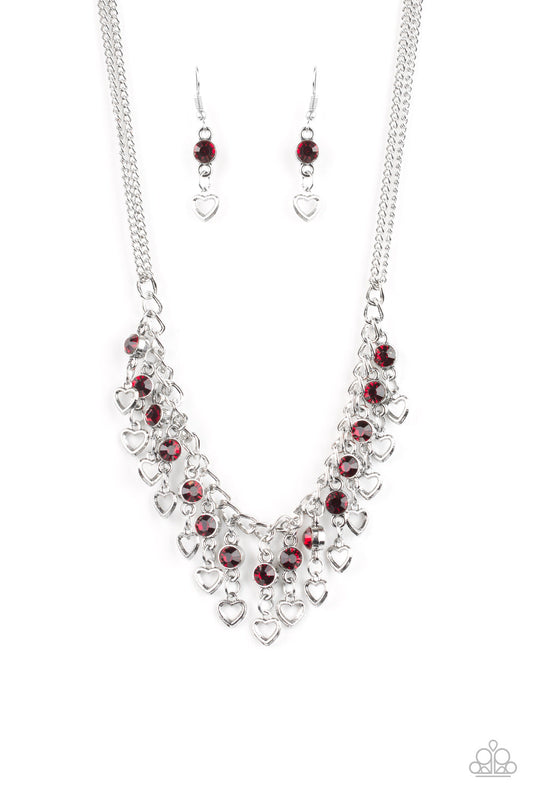"Valentines Day Drama" Red Necklace & Earring Set