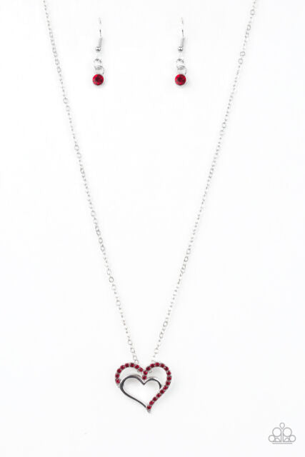 PAPARAZZI VINTAGE VAULT "HEART TO HEARTTHROB" RED NECKLACE